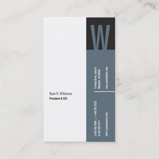 Customizable Verticality Monogram Business Card