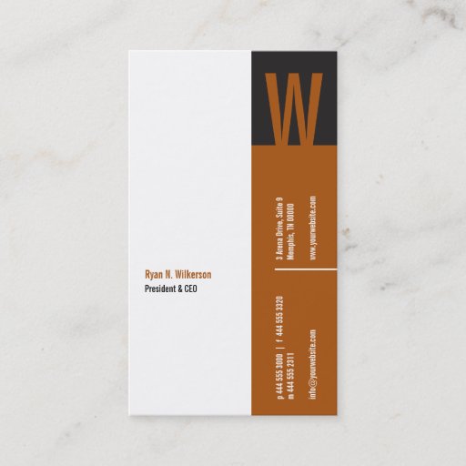 Customizable Verticality Monogram Business Card
