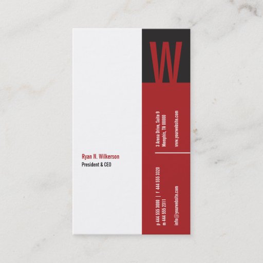 Customizable Verticality Monogram Business Card