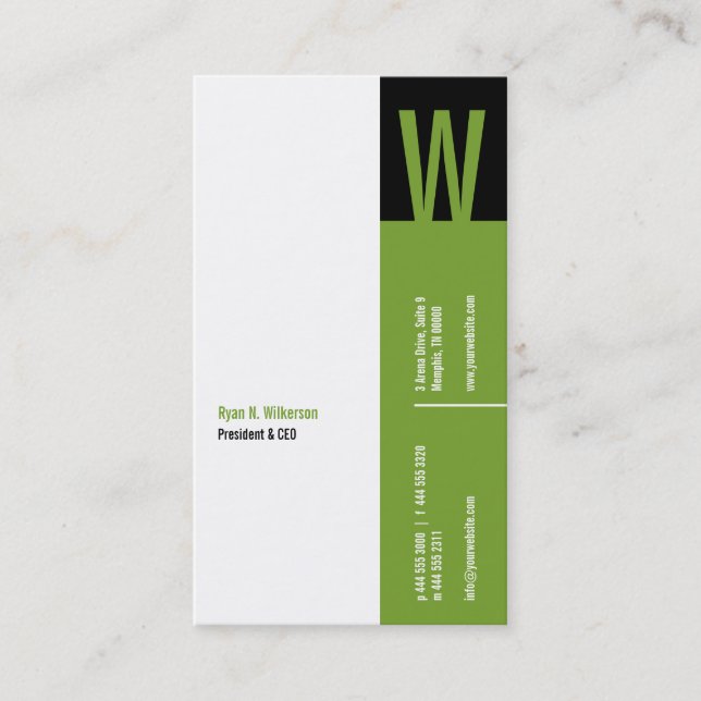 Verticality Monogram Business Card (Front)