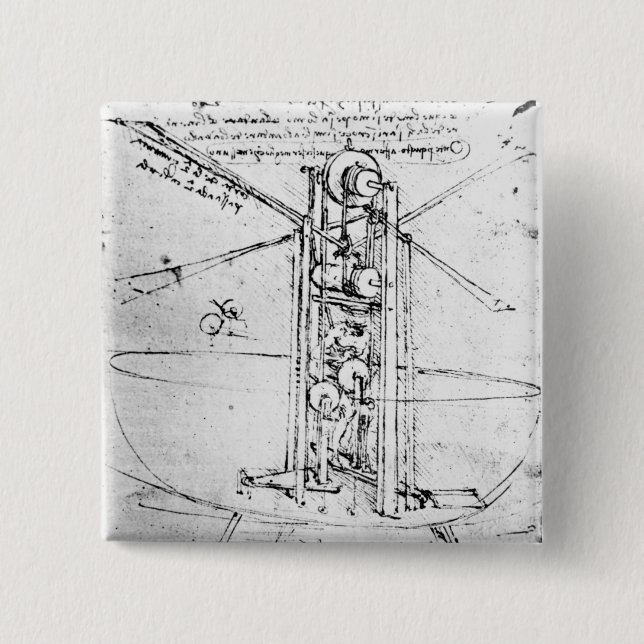 Vertically standing bird's-winged flying pinback button (Front)