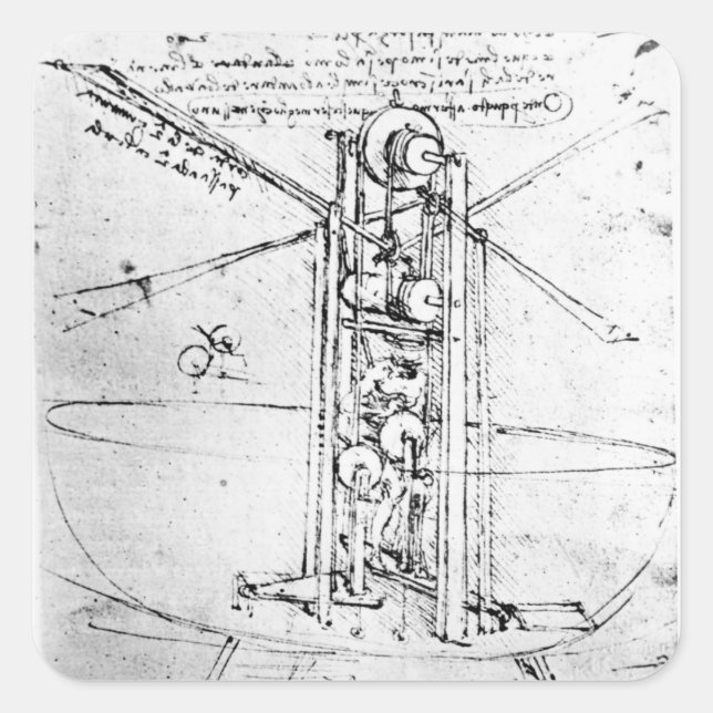 Vertically standing bird's-winged flying square sticker (Front)