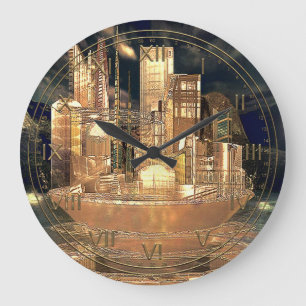 Verticity Fantasy Futuristic City Large Clock