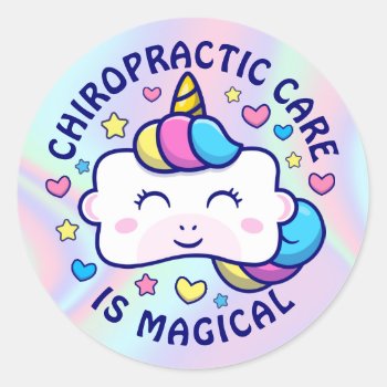 Verticorn™ Chiropractic Care Is Magical Kids Classic Round Sticker by chiropracticbydesign at Zazzle