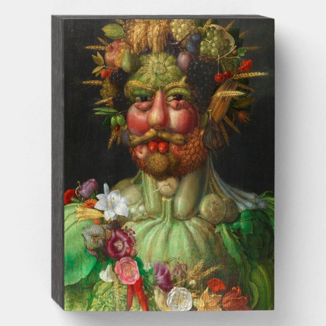 Vertumnus c. 1591 by Giuseppe Arcimboldo Wooden Box Sign (Front Vertical)