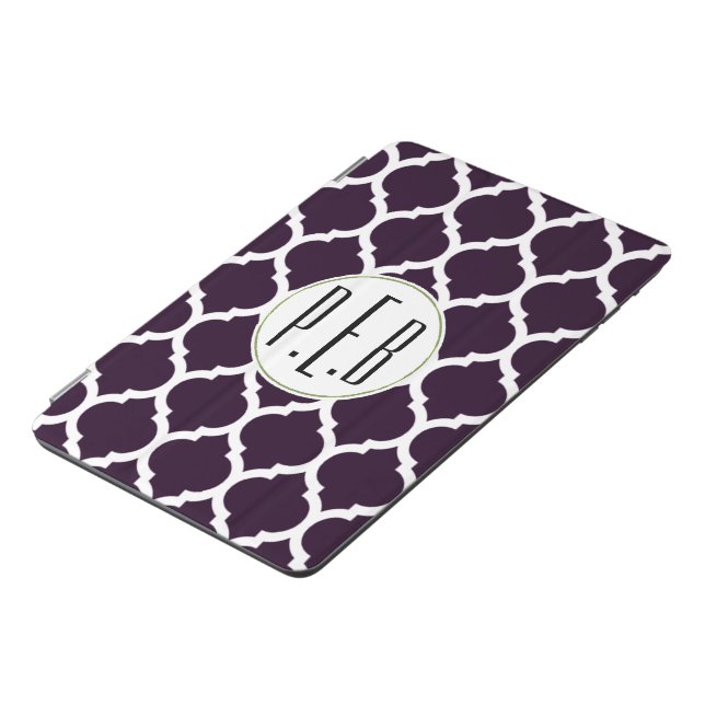 Verty Cool Moroccan Quatrefoil Pattern Monogram iPad Mini Cover (Side)