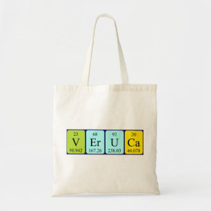 Veruca periodic table name tote bag