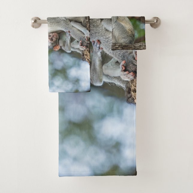 Vervet Monkey African Wildlife Photo Bath Towel Set (Insitu)