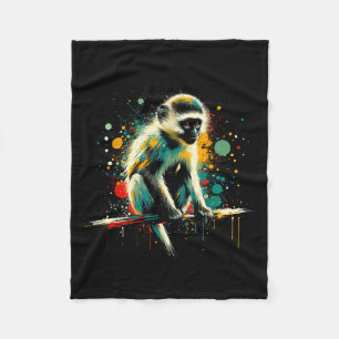 Vervet Monkey Minimalist And Vibrant Style Christm Fleece Blanket
