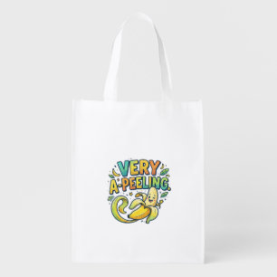 Very A-peeling T-Shirt – Funny Banana Pun Graphic Grocery Bag