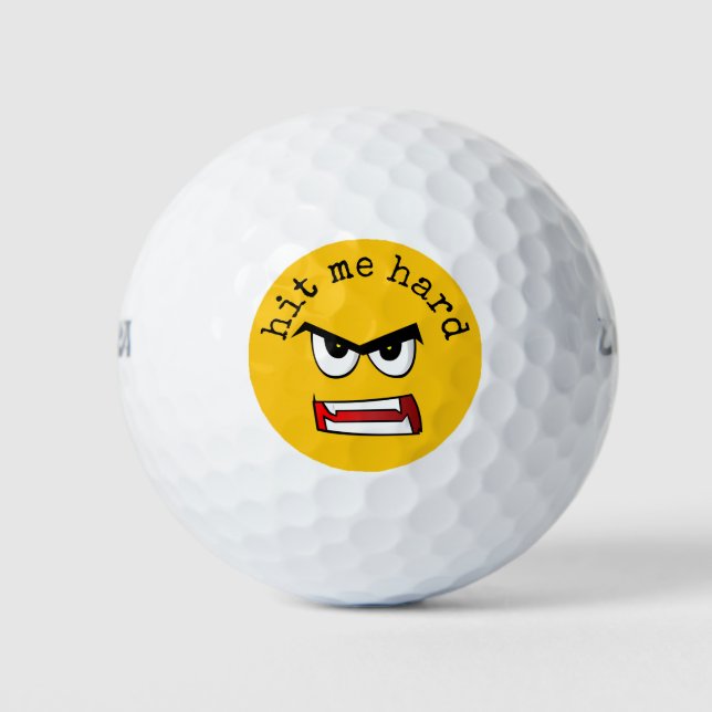 Very Angry Yellow Emoji Golf Balls (Front)