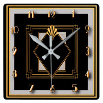 Very Art Deco Square Wall Clock Very Art Deco Square Wall Clock