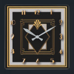 Very Art Deco Square Wall Clock<br><div class="desc">I created this wall clock using deco elements and using gold black and grey. It's very art deco and would make a lovely gift especially for a couple who love art deco. Perhaps you would just like to keep it for yourself. Whatever you decide this is a bespoke piece of...</div>