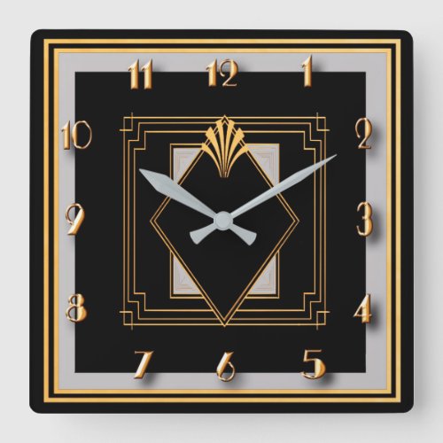 Very Art Deco Square Wall Clock