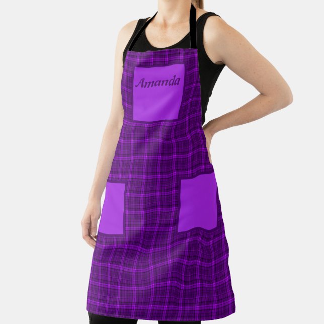 Very beautiful bright checkered pattern of purple  apron (Insitu)