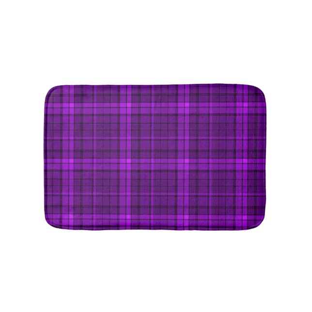 Very beautiful bright checkered pattern of purple  bath mat (Front)