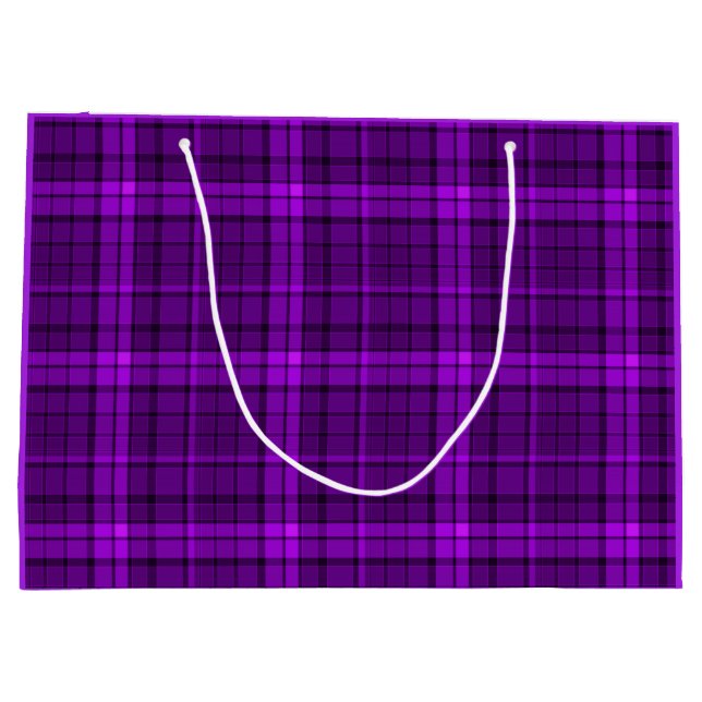Very beautiful bright checkered pattern of purple  large gift bag (Back)