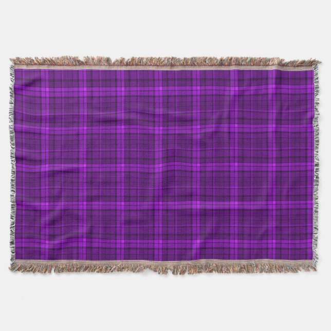 Very beautiful bright checkered pattern of purple  throw blanket (Front)