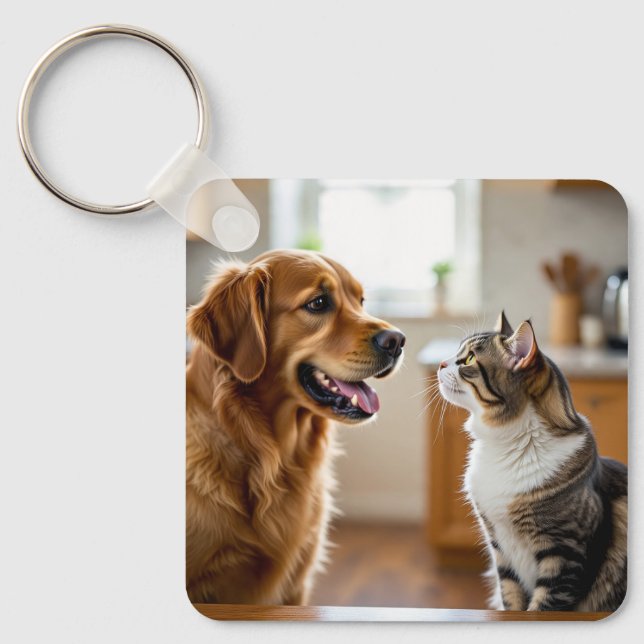 Very beautiful design cat & dog on keychain (Front)