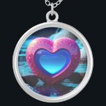 Very beautiful wedding picture with heart AI Silver Plated Necklace<br><div class="desc">Very beautiful wedding picture for all people in love. Ideal picture for engagement,  wedding or other romantic occasions. Generative content. Beautiful picture for people who want to get married. Beautiful image with a heart.</div>