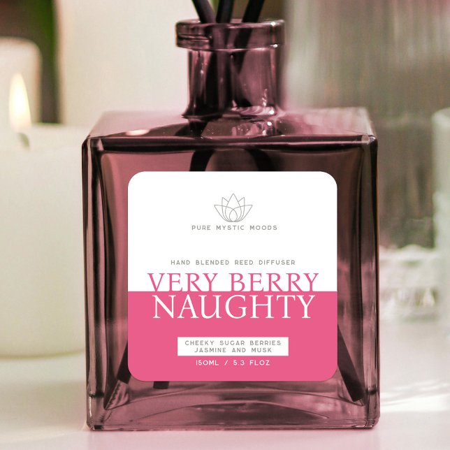 Very berry naughty red pink reed diffuser label (Creator Uploaded)