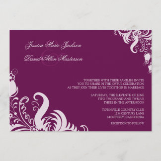 Very Berry Purple Floral Accent Wedding Invitation
