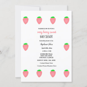 Very Berry Sweet Strawberry Baby Shower Baby Girl Invitation