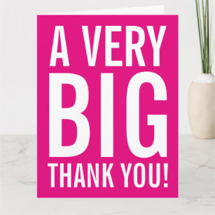 Very big oversized pink Thank You greeting cards