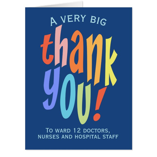 Very Big Thank You Appreciation Hospital Keyworker Card (Front)