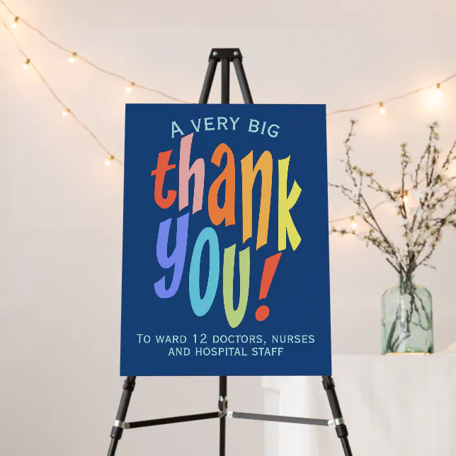 Very Big Thank You Appreciation Hospital Keyworker Foam Board | Zazzle