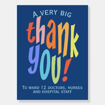 Very Big Thank You Appreciation Hospital Keyworker Foam Board | Zazzle
