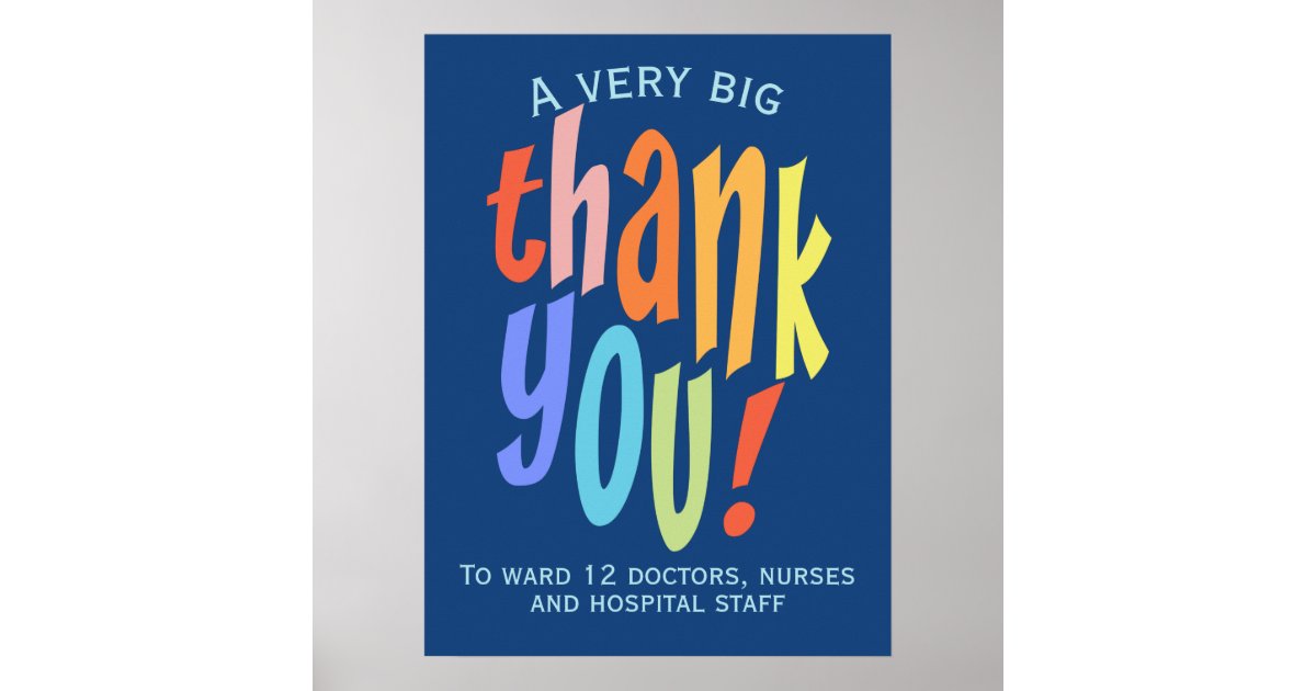 Very Big Thank You Appreciation Hospital Keyworker Poster | Zazzle