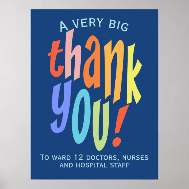 Very Big Thank You Appreciation Hospital Keyworker Poster | Zazzle