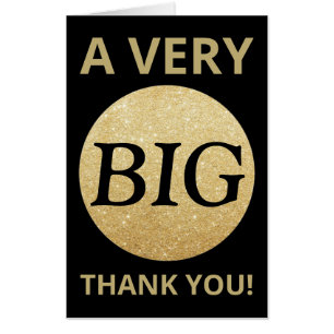 Very Big Thank You Black Gold Glitter Extra Large Card