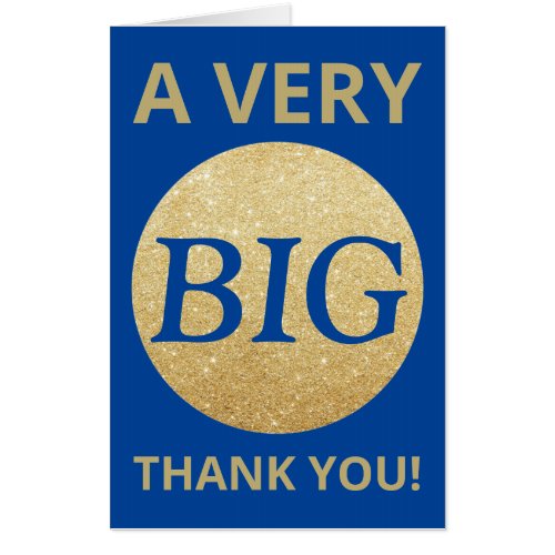 Very Big Thank You Blue Gold Glitter Extra Large Card