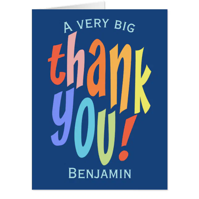 Very Big Thank You Colorful Typographic Card | Zazzle
