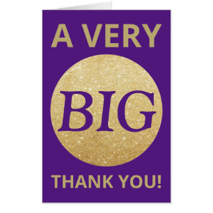Very Big Thank You Purple Gold Glitter Extra Large Card