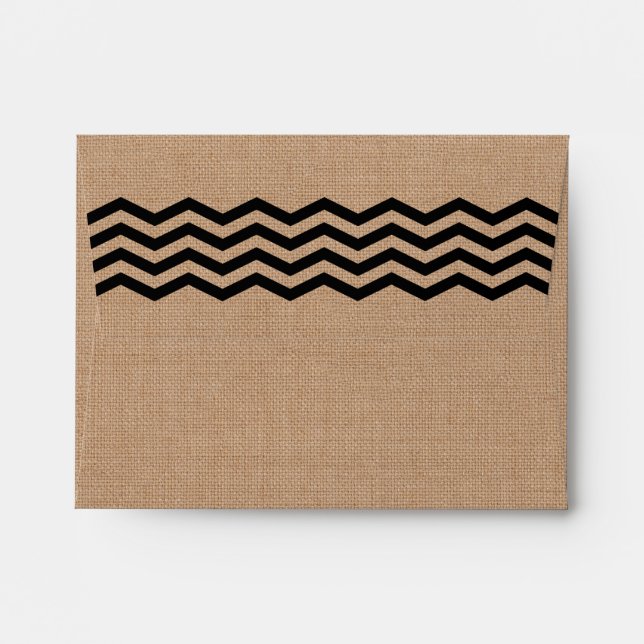 Very Black Chevrons on Burlap RSVP Envelope (Back (Top Flap))