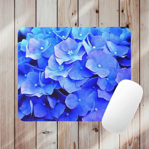 Very Blue Hydrangeas Summer Floral Garden Mouse Pad