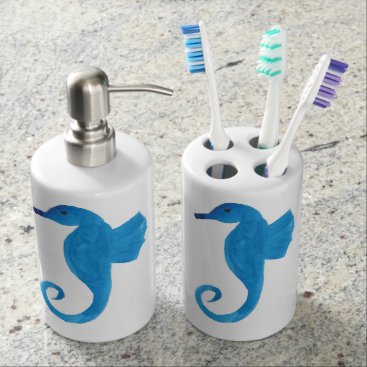 Very Blue Sea Horse Bathroom Set Very Blue Sea Horse Bathroom Set