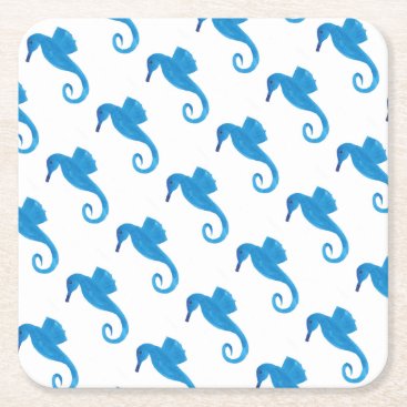 Very Blue Sea Horse Square Paper Coaster Very Blue Sea Horse Square Paper Coaster