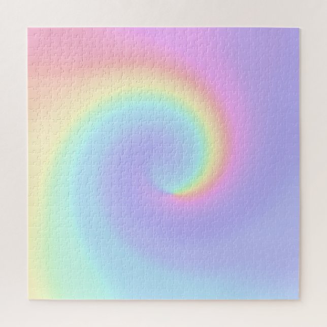 Very Challenging Pastel Rainbow Swirl Puzzle (Vertical)
