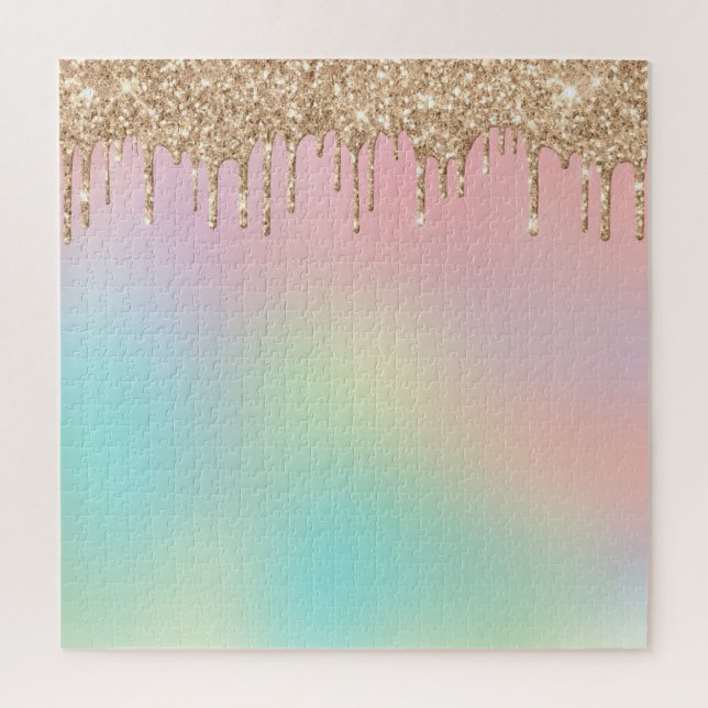 Very Challenging Rainbow Gradient Pink Glitter Jigsaw Puzzle (Vertical)