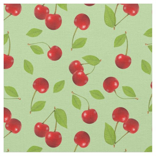 Very Cherry Fabric  - on green