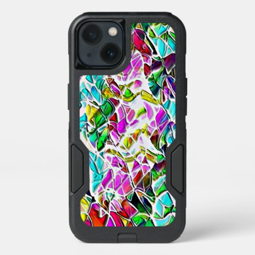 Very colored abstract shapes floating in milk stew iPhone 13 case