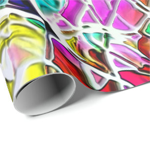Very colored abstract shapes floating in milk stew wrapping paper