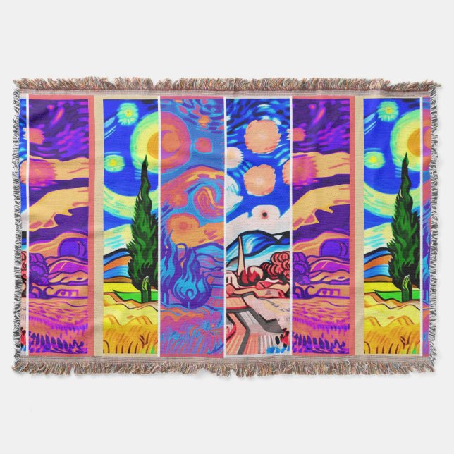 very Colorful artistic Country throw blanket (Front)