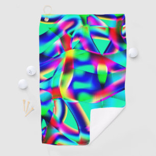 Very colorful curved shapes, green prevails over.. golf towel