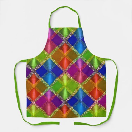 Very Colorful Geometric Design with Glitter Apron