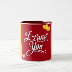 VERY COLORFUL ***I LOVE YOU MUG*** Two-Tone COFFEE MUG
